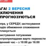 2 вересня в Україні не прогнозуються відключення світла